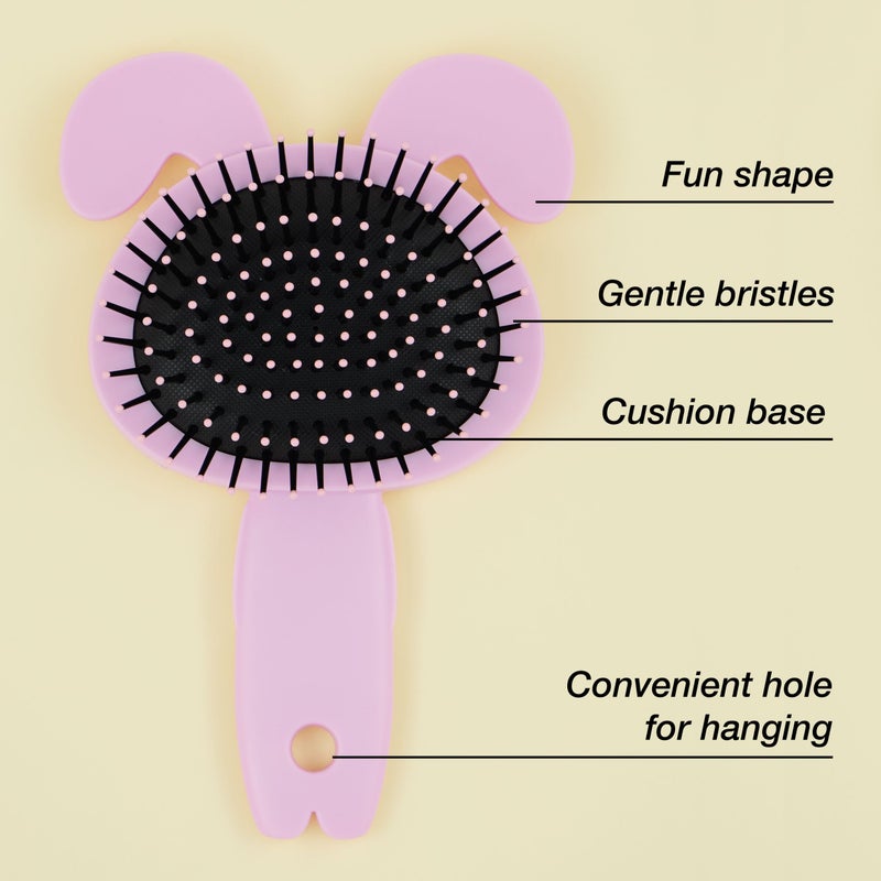 FOREVER 21 Hairbrush - 1pc Cute Animal Character Hairbrush, Comfort & Control Cushion Hair Brush w/Gentle Bristles, Cushion Base, and Animal Ears (BUNNY) - Image 3